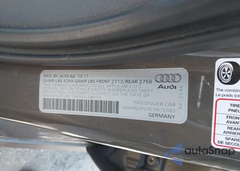 2012 Audi A6 3.0 Premium from USA, damaged, VIN WAUHGAFC9CN072583